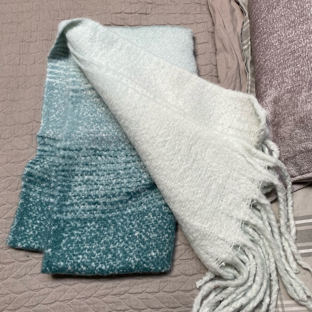 Green teal ombré scarf, shawl, wrap